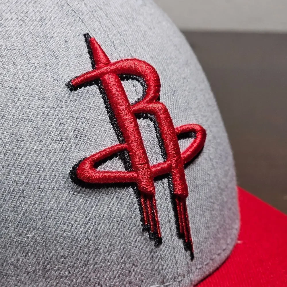 New Era Houston Rockets Hat Low Crown Grey Red Fitted 7 1/4 NBA Cap 59Fifty